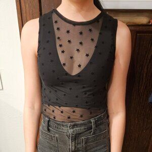 Black Mesh Tank with Star Pattern